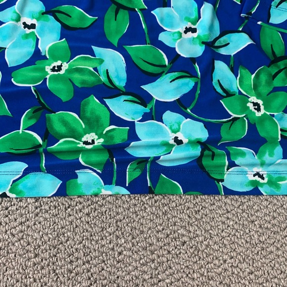 Cappagallo Womens Blouse Top Size Small Blue/Green Floral Print Keyhole Neck - Picture 5 of 12